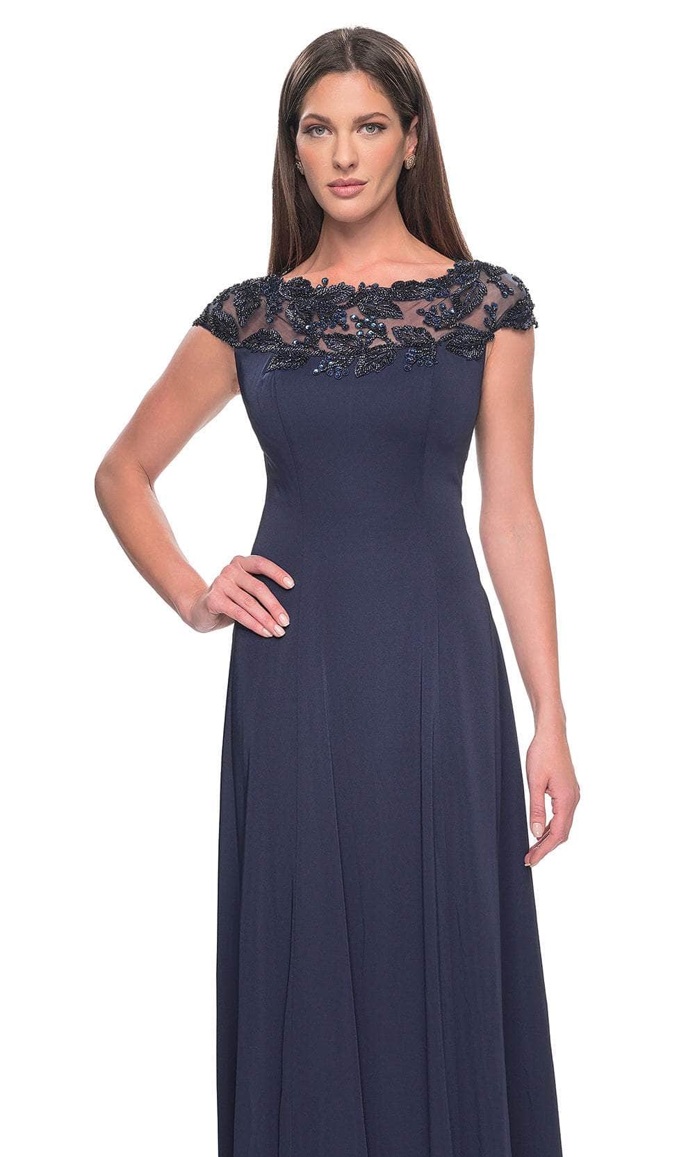 Cap Sleeve Applique Evening Dress