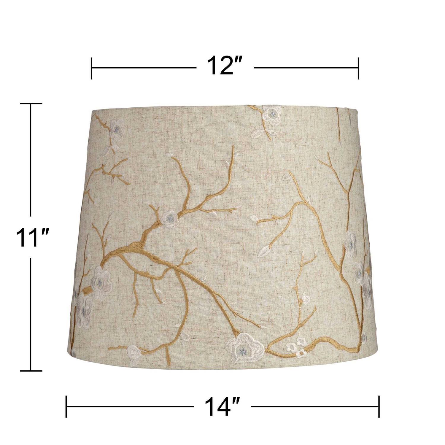 Springcrest Set of 2 Drum Print Lamp Shades Flower Medium 14 Top x 16 Bottom x 11.5 High Spider with Replacement Harp and Finial