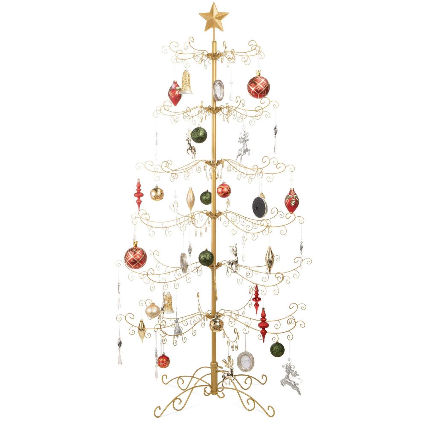 Best Choice Products 6ft Wrought Iron Ornament Display Christmas Tree w/ Easy Assembly