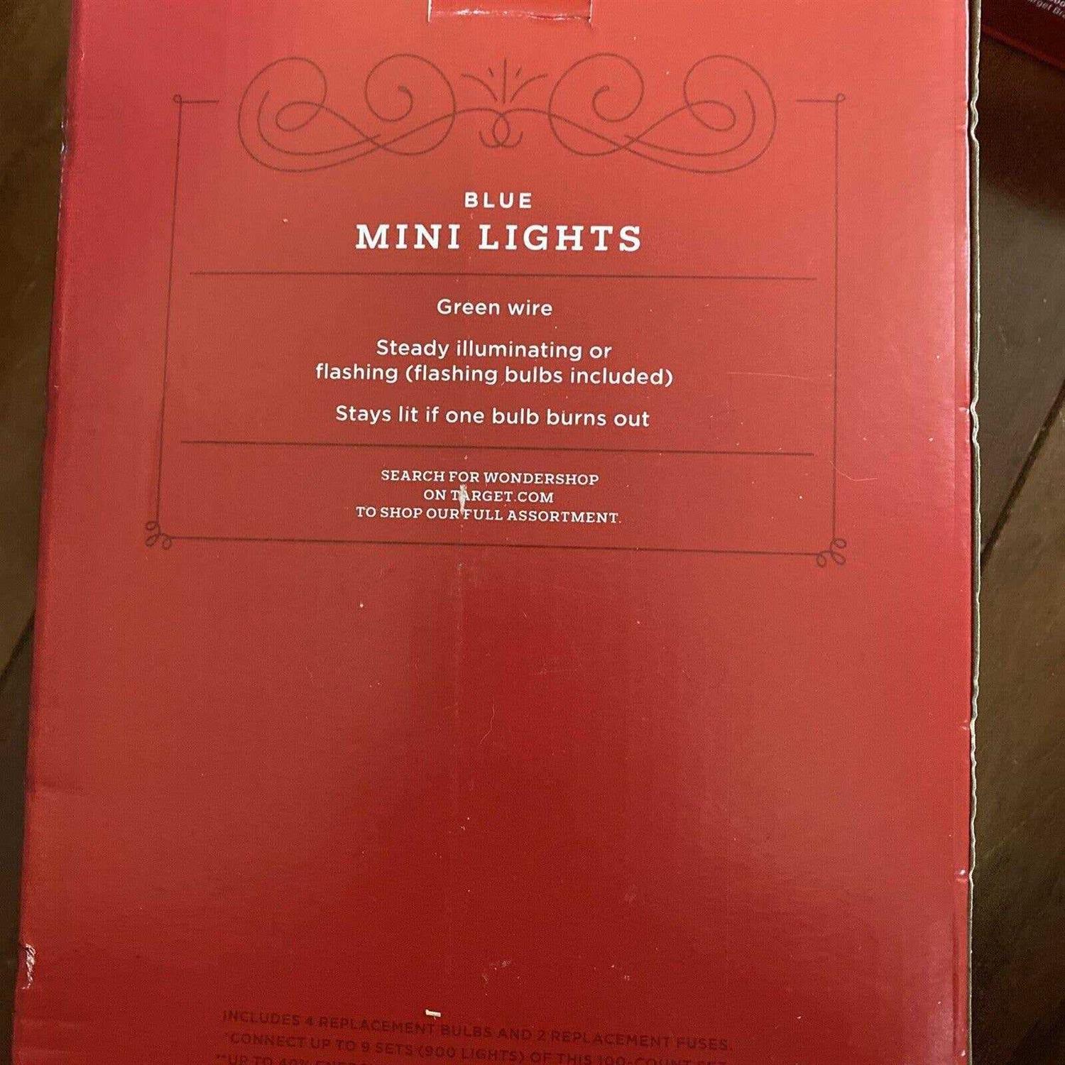 Wondershop 100ct Incandescent Smooth Mini Christmas String Lights Blue with Green Wire