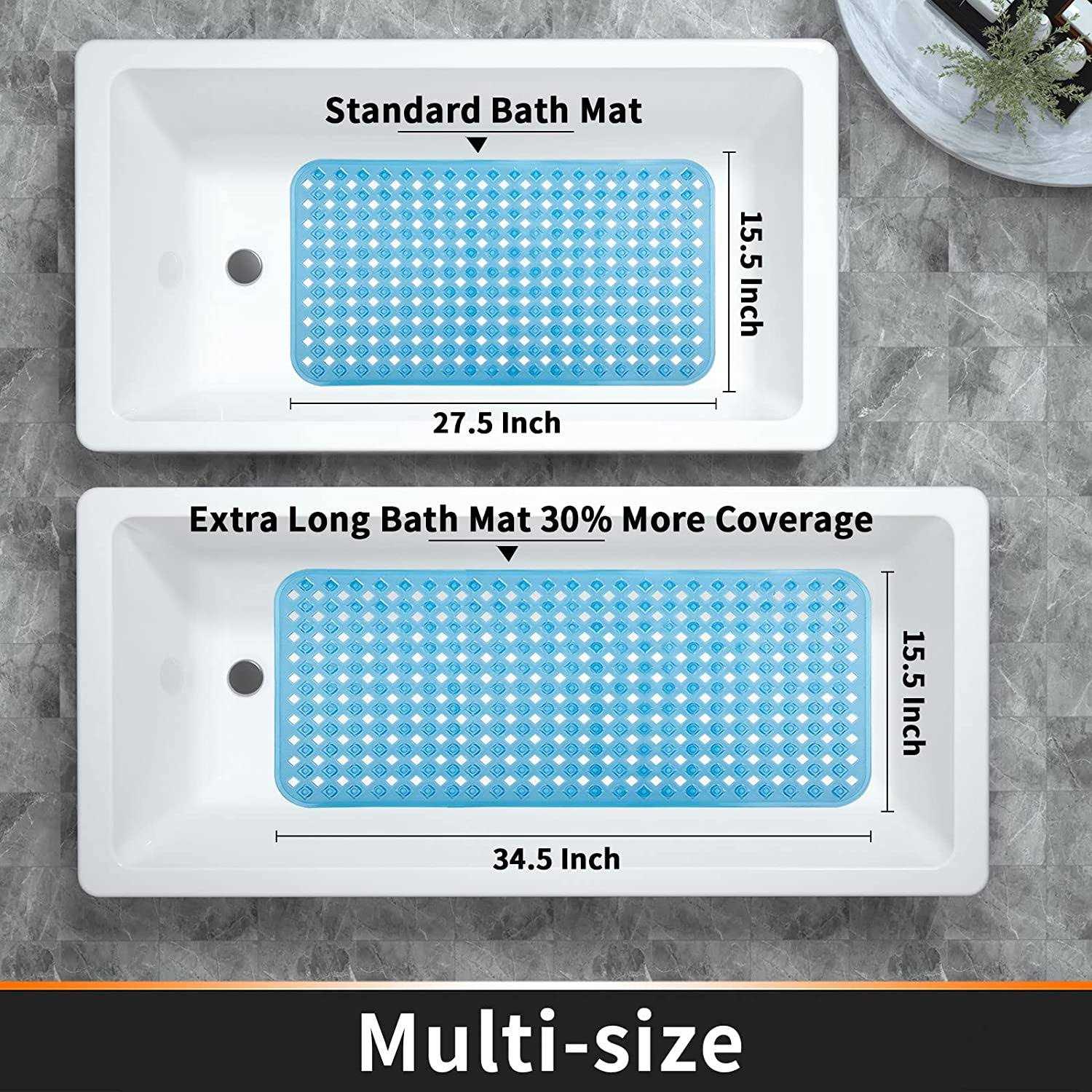 Yimobra Original Bath Tub Shower Mat Non Slip Bathtub Mats with Drain Holes