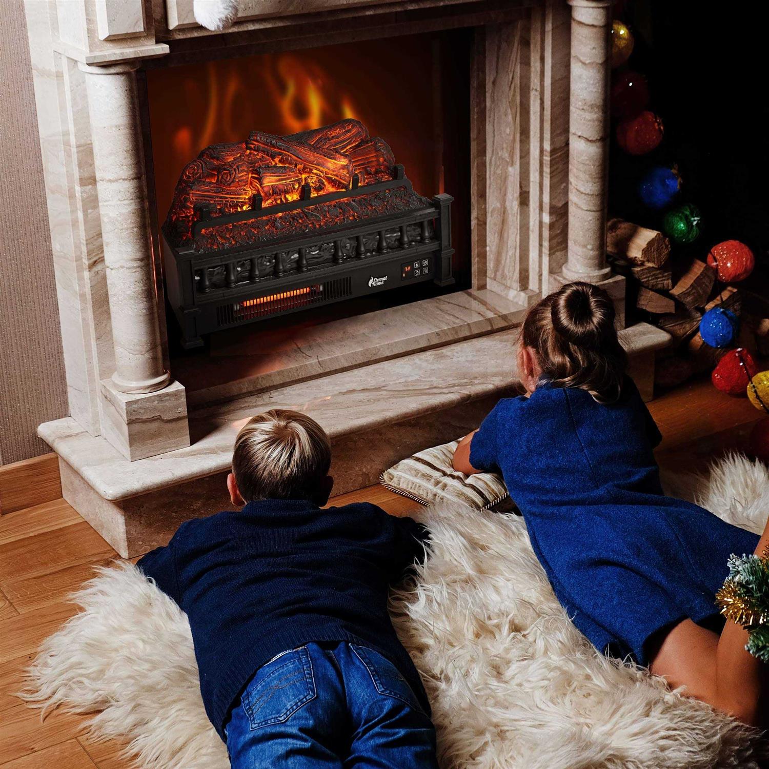 Turbro Eternal Flame Ef23-pb Electric Fireplace Logs 23 inch Remote Control Fireplace Insert Log Heater