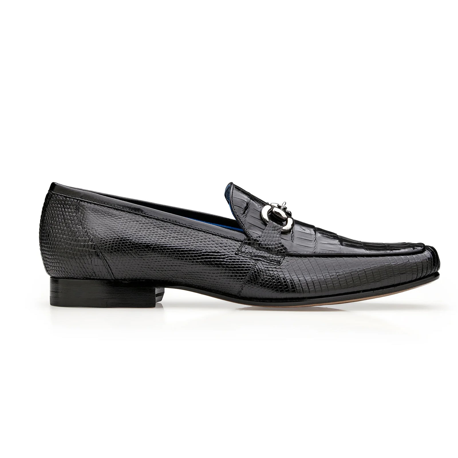 Men’s Belvedere Udine Crocodile & Lizard Buckle Dress Loafer in Black