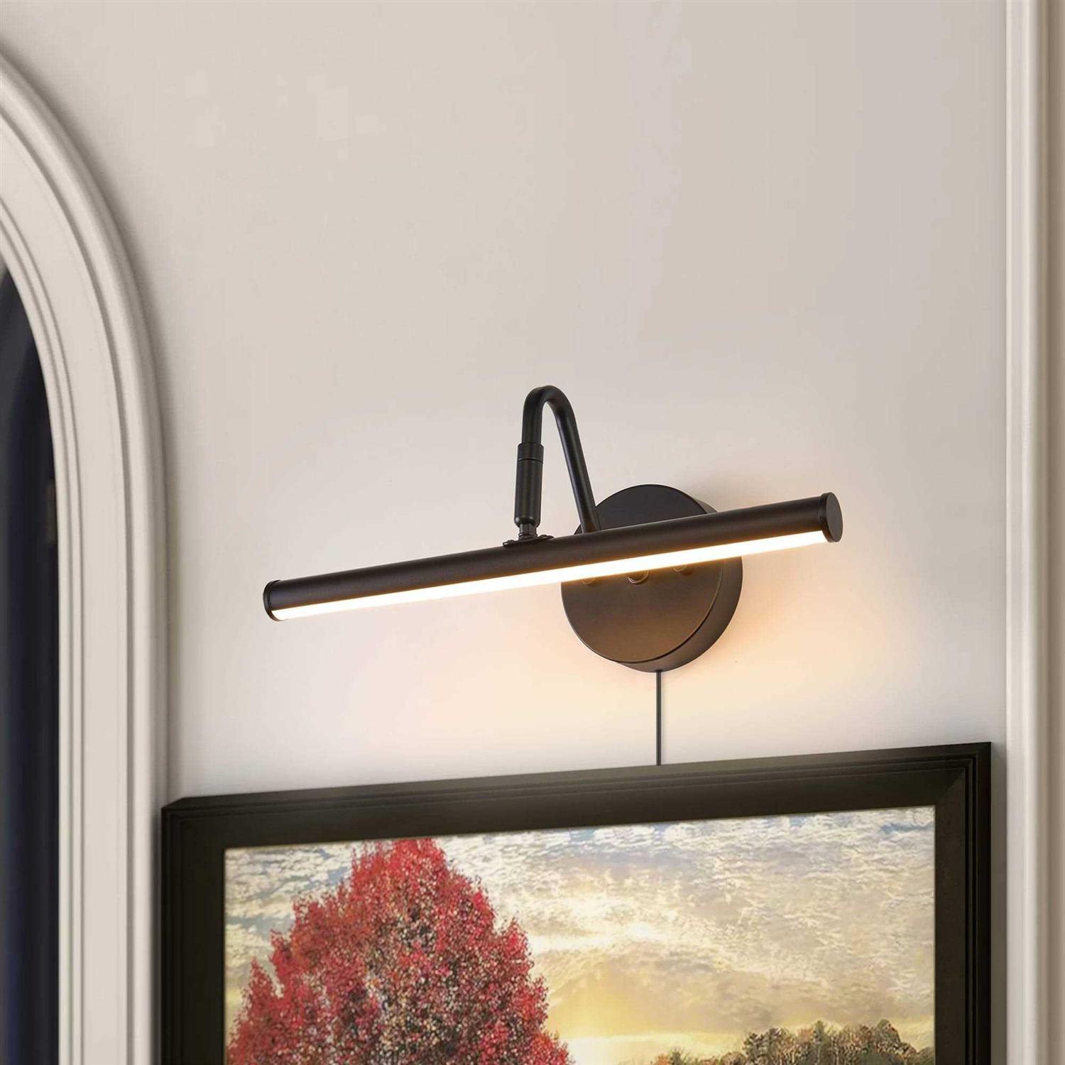 10W Dimmable LED Picture Light Fixture Plug in/Hardwired,3CCT Eurus Home Finish