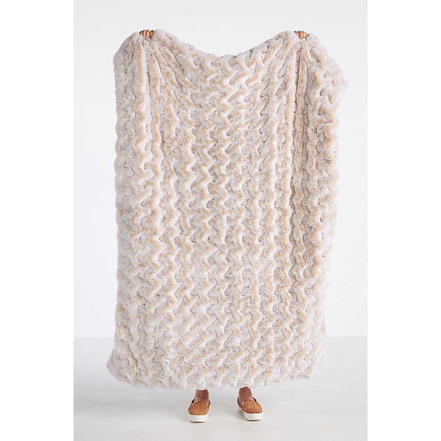 Anthropologie Luxe Faux Fur Throw Blanket