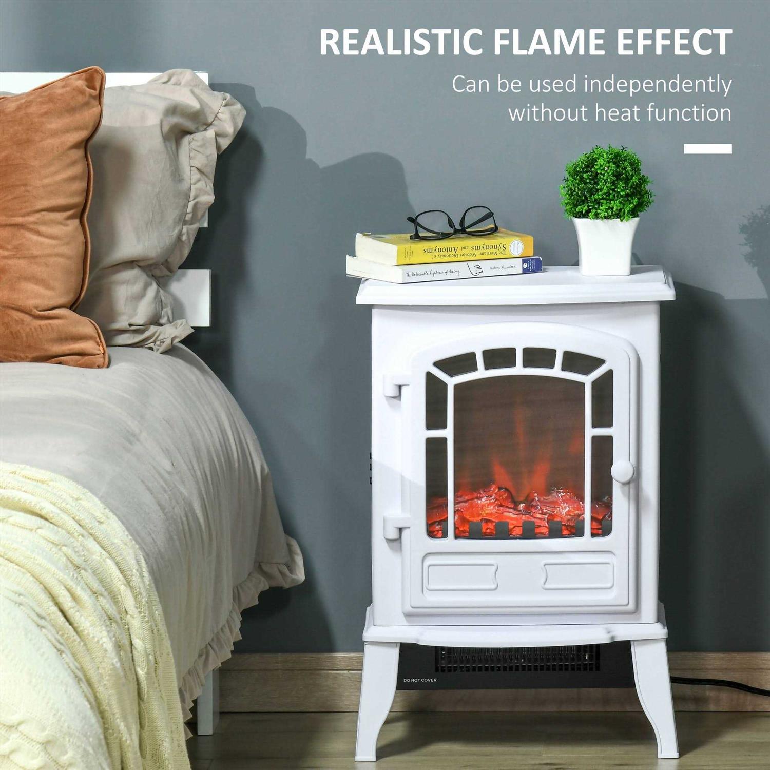 HOMCOM Free standing Electric Fireplace Stove Fireplace Heater with Realistic Flame Effect