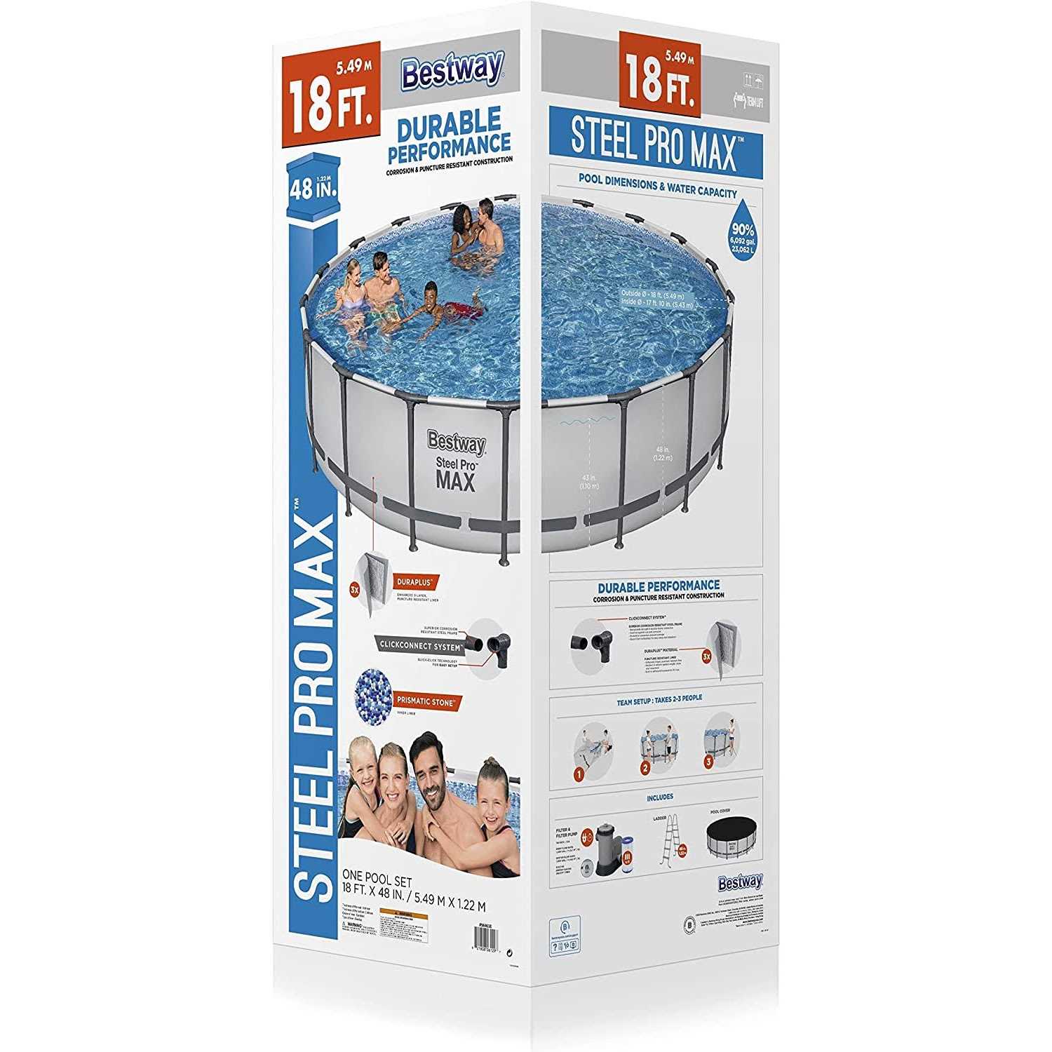 Bestway Power Steel 18′ x 48” Round Above Ground Pool Set