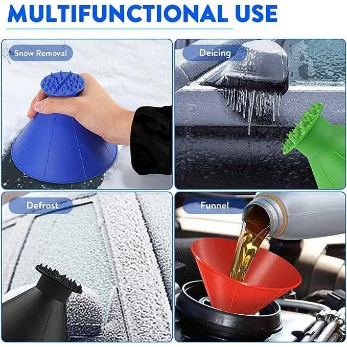 Car Ice Scraper,Magical Ice Scrapers for Car Windshield,Snow Scraper,4 Pcs Portable Multifunctional Snow Remover Wiper,Upgrade 2-in-1 Refueling and