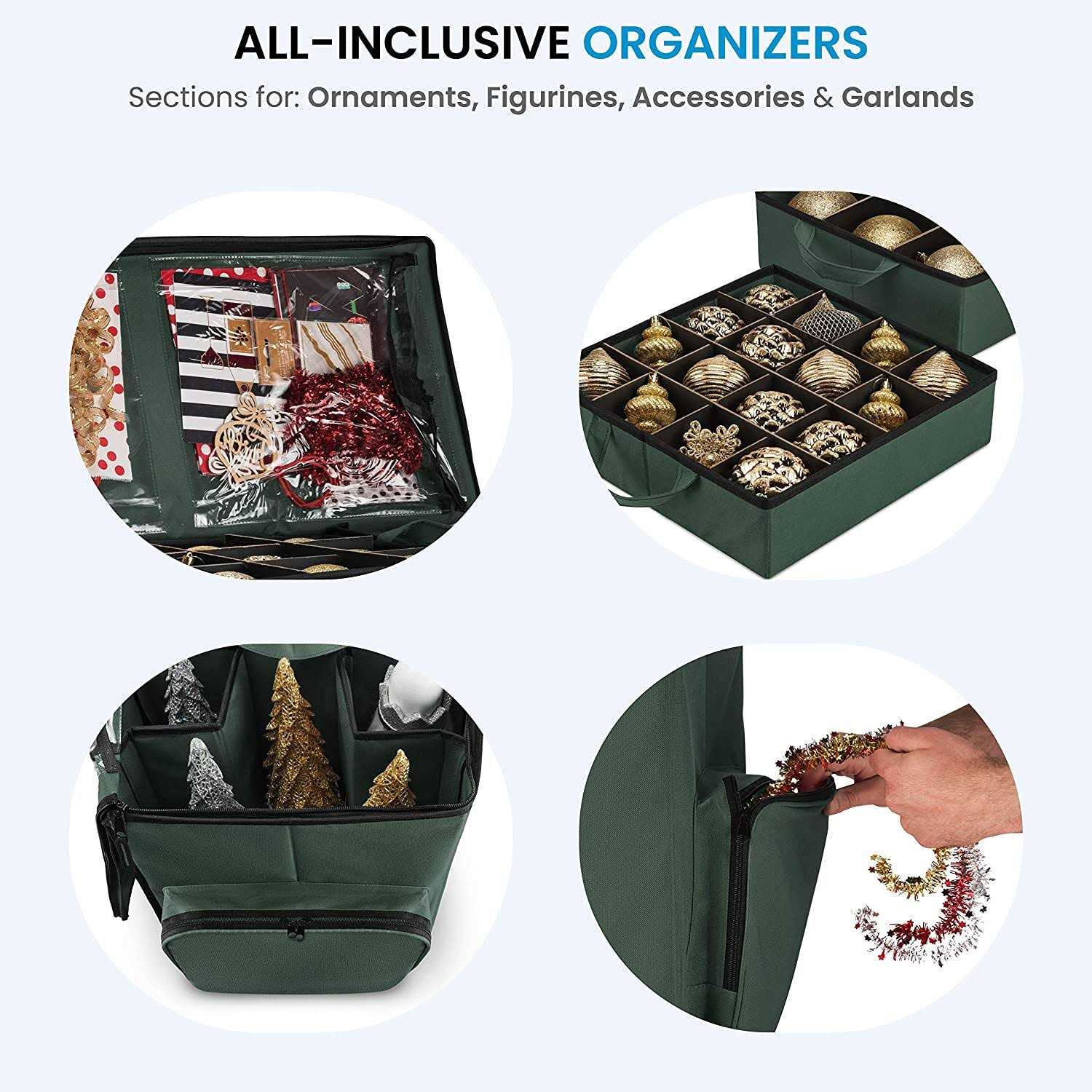 Zober Super Rigid 2-in-1 Christmas Ornament Storage Box & Xmas Figurine Container