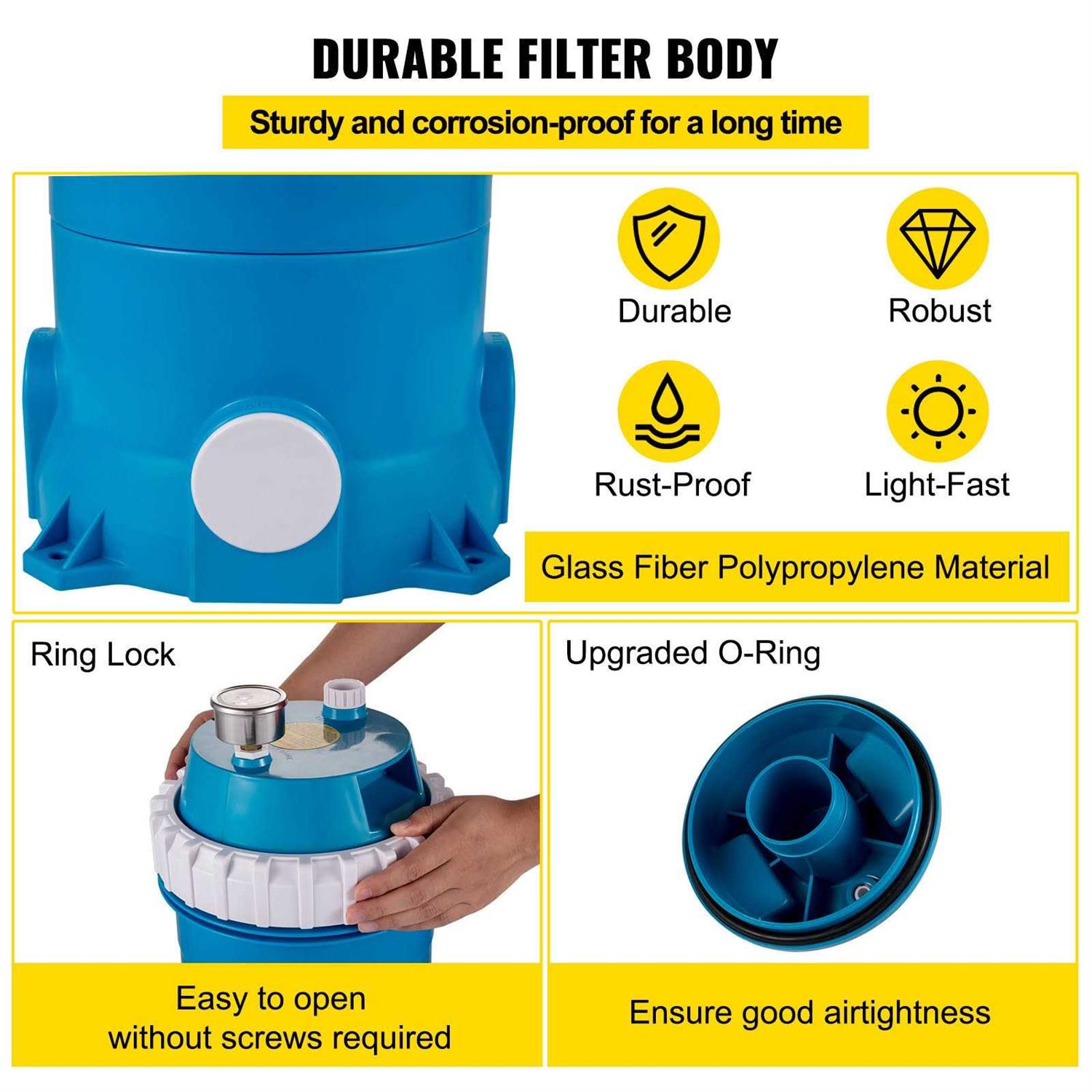 VEVOR Pool Cartridge Filter Filter Area Inground Pool Filter Above Ground Swimming Pool Cartridge Filter System w/Polyester
