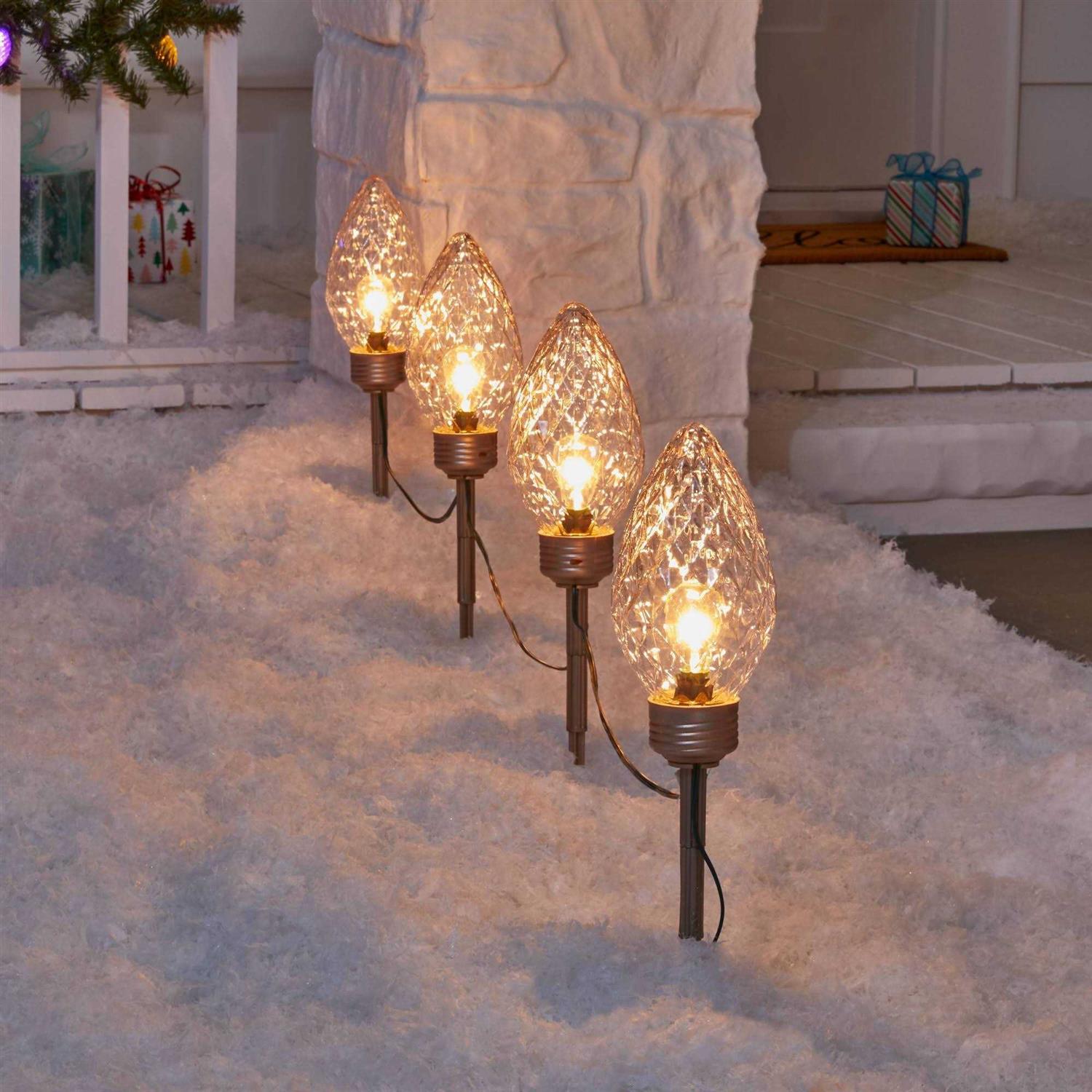 Wondershop 4pc Faceted C9 Big Bulb Christmas Pathway Light