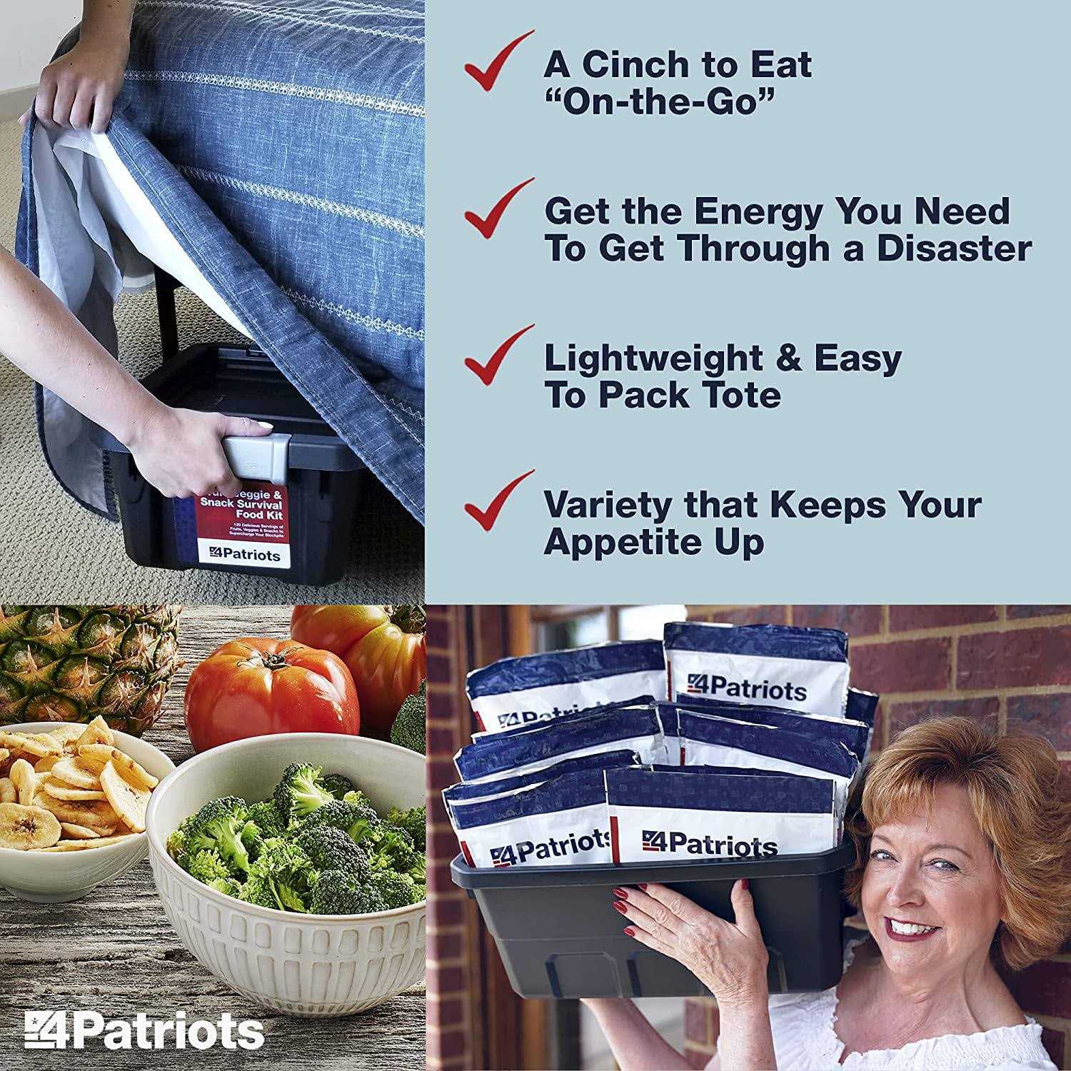 4patriots Fruit Veggie & Snack Emergency Food Supply Survival Kit Perfect for Camping