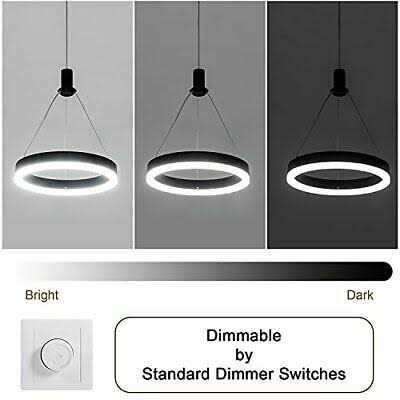 Viruhaka Dimmable LED Pendant Light Kitchen Island 15W Modern Dining Room Black Chandelier 1-Ring Pendant Lighting Bedroom Bedside 59in Cord