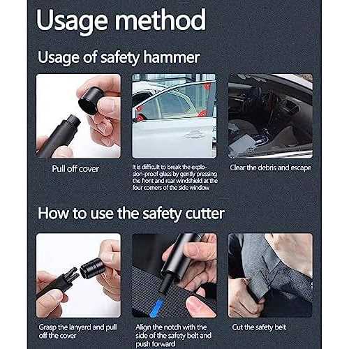 Safehammer Glass Breaker Car Safety Hammer Safe Hammer Glass Breaker Car Emergency 2-in-1 Window Breaker & Seat Belt Cutter