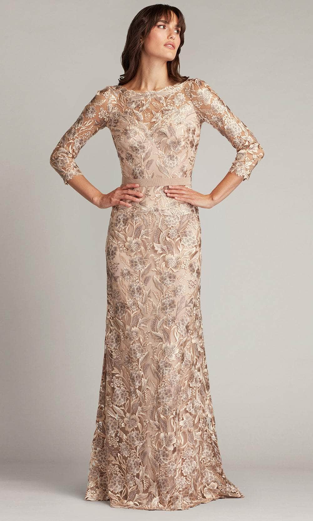 Floral Embroidered Sheath Gown