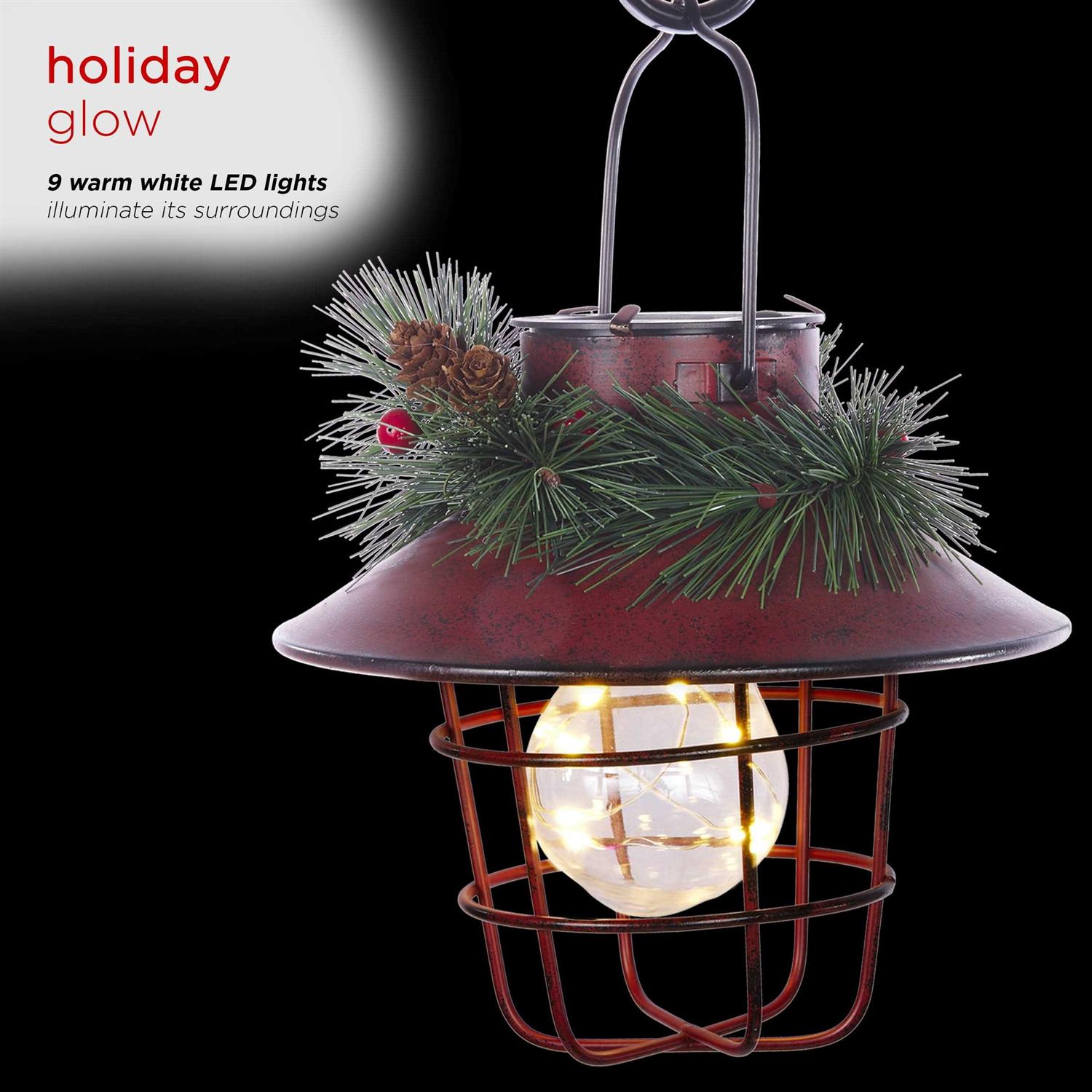 Alpine 36 In. LED Solar Metal Shepherd’s Hook Lantern