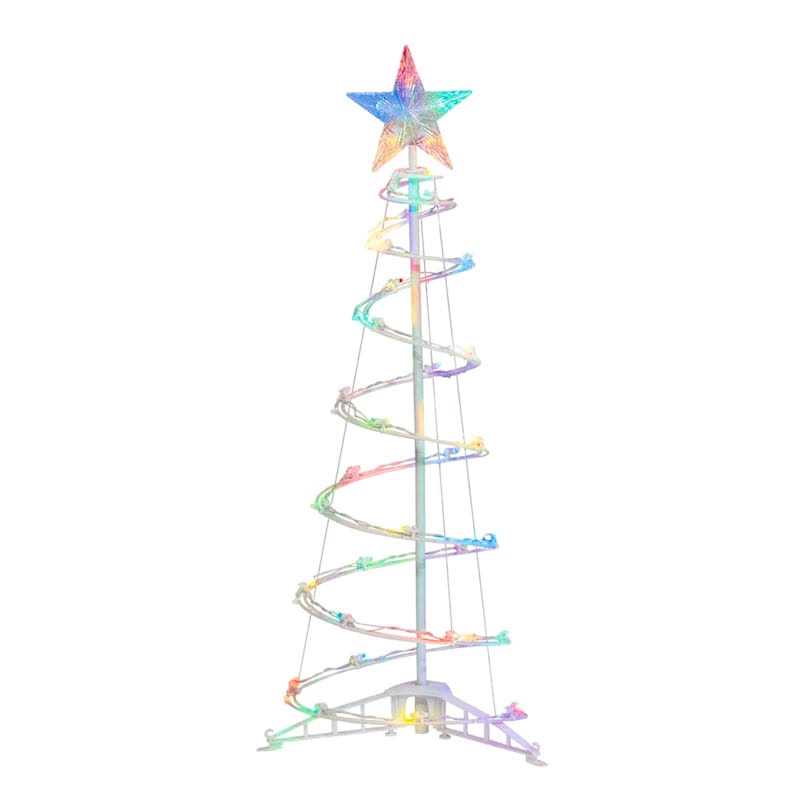 At Home 2-Count Pre-Lit Led Spiral Tree with Multi-Light Random Twinkle