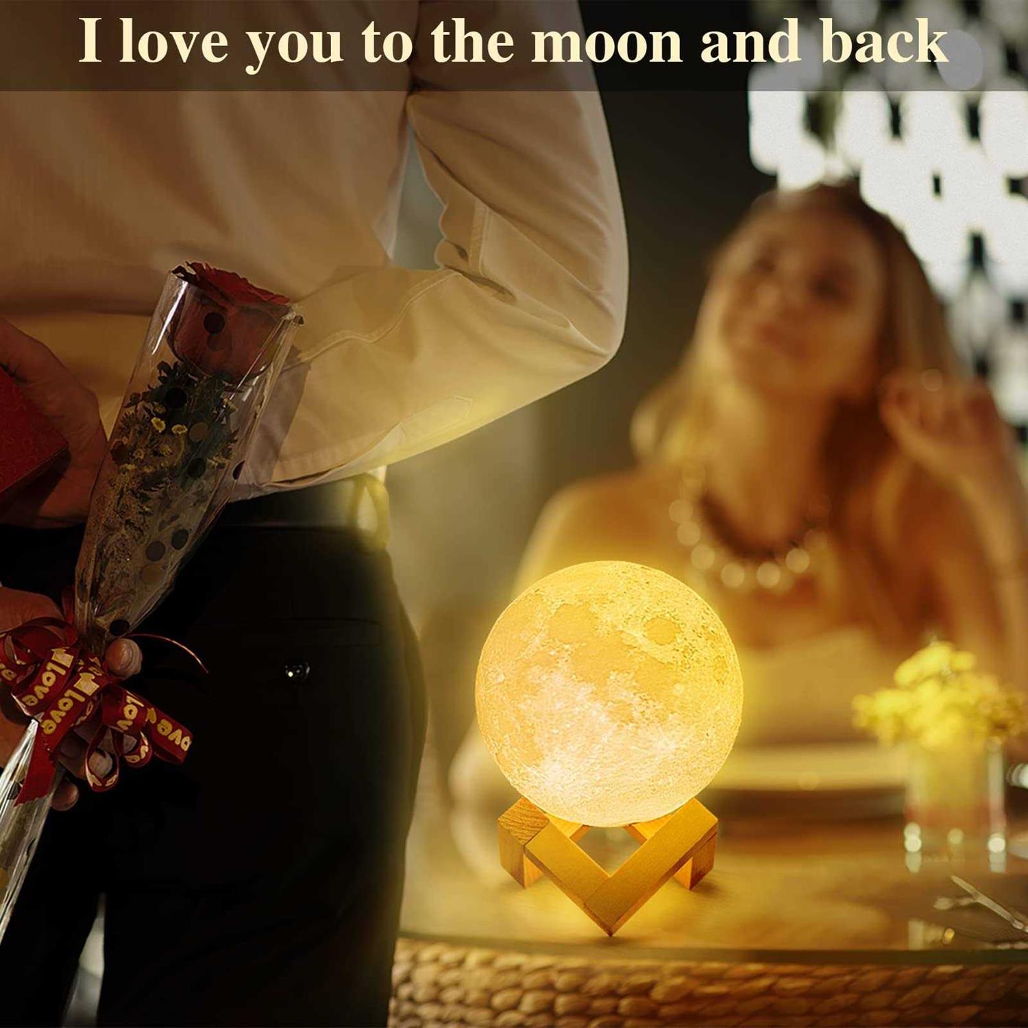 Balkwan Moon Lamp 3D Printing Moon Light Dimmable and Touch Control Design,Romantic Birthday Gifts for Women,Men,Kids,Child and