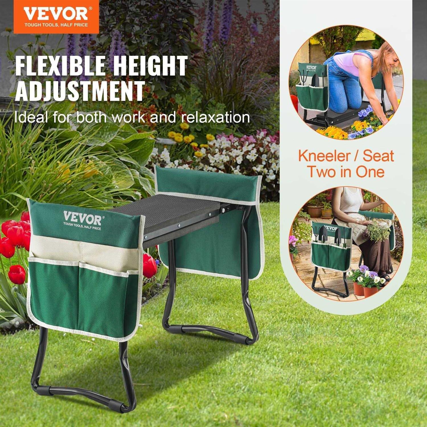 VEVOR Folding Garden Kneeler and Seat 330 lbs. Load Capacity
