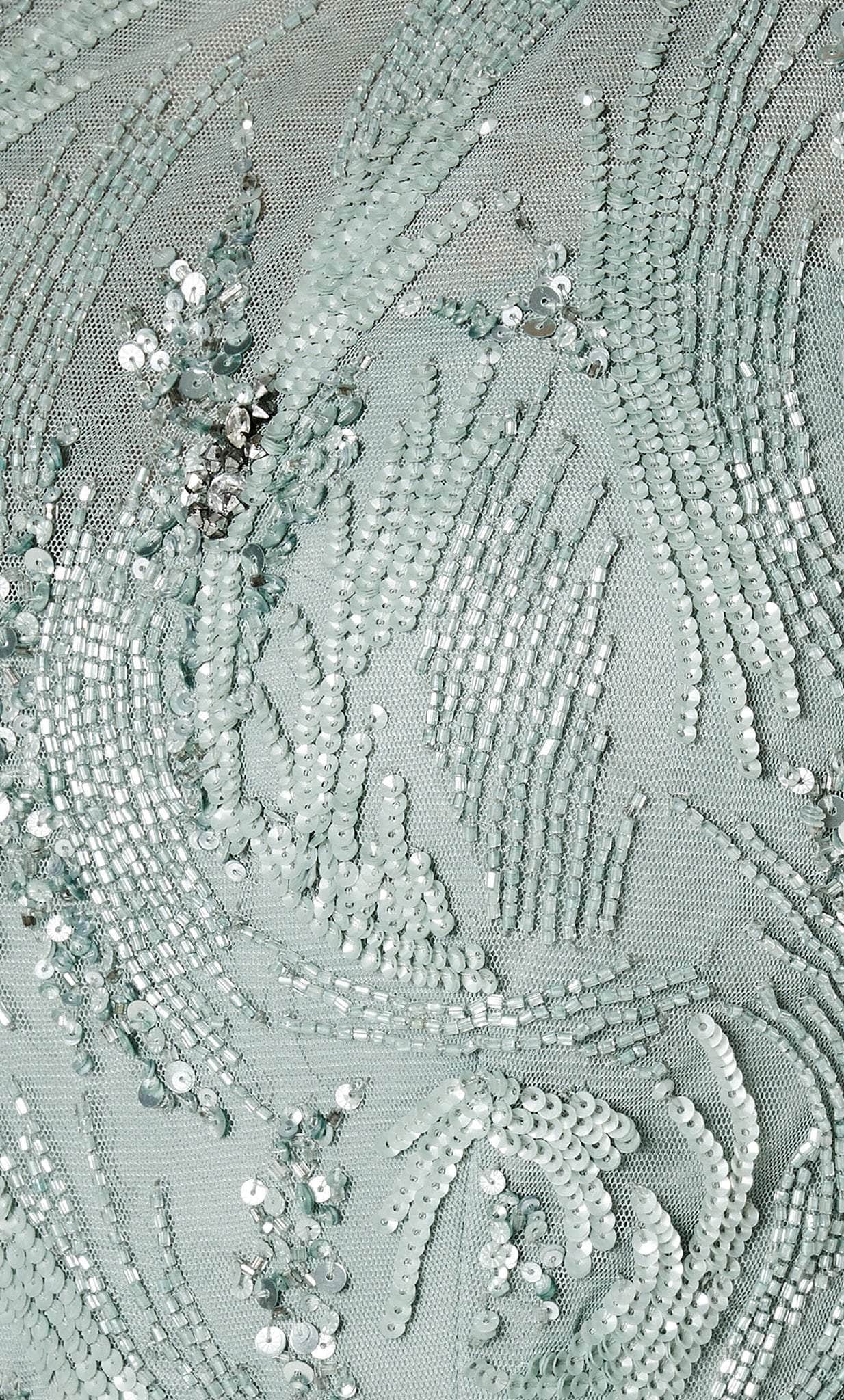 V Back Bedazzled Sheath Gown