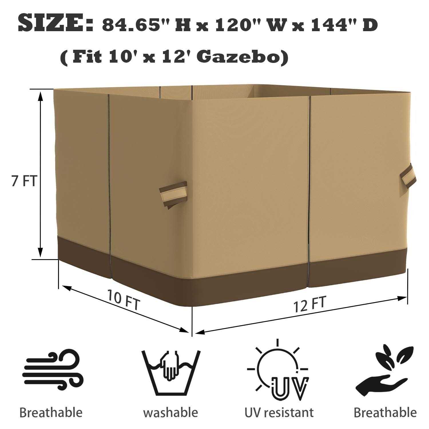 Aoodor 10′ x Gazebo Curtain Replacement Universal 4-Panel Sidewalls