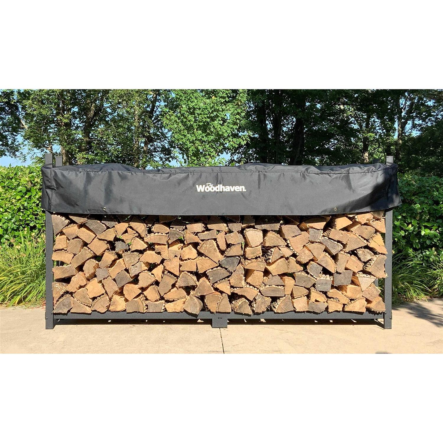 Woodhaven The 8 Foot Firewood Log Rack with Cover