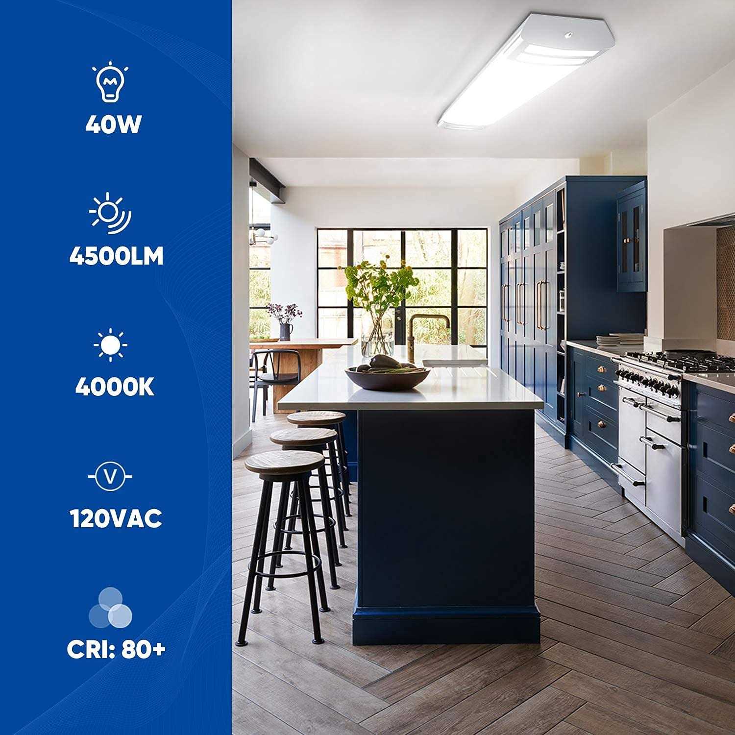 Antlux 4FT LED Flush Mount Puff Lights 40W 4500lm Linear Light