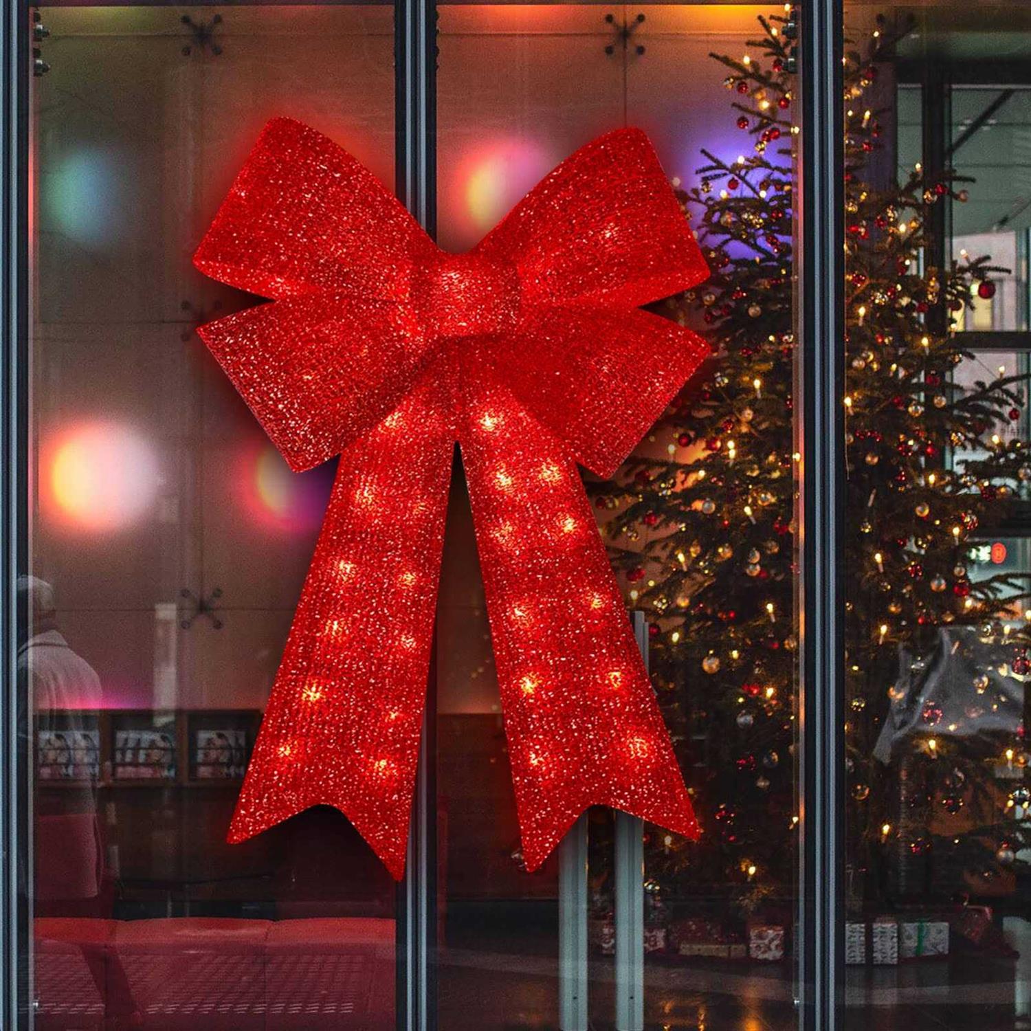 XMASLAND 32inch 72LED Twinkle Red Christmas Bows with LED Lights