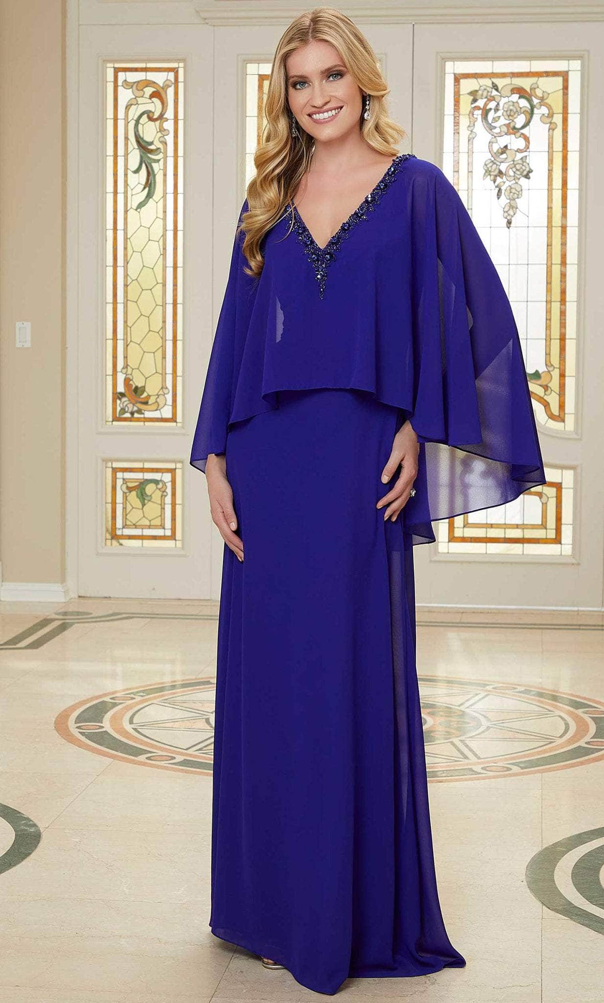 Beaded V-Neck Evening Gown