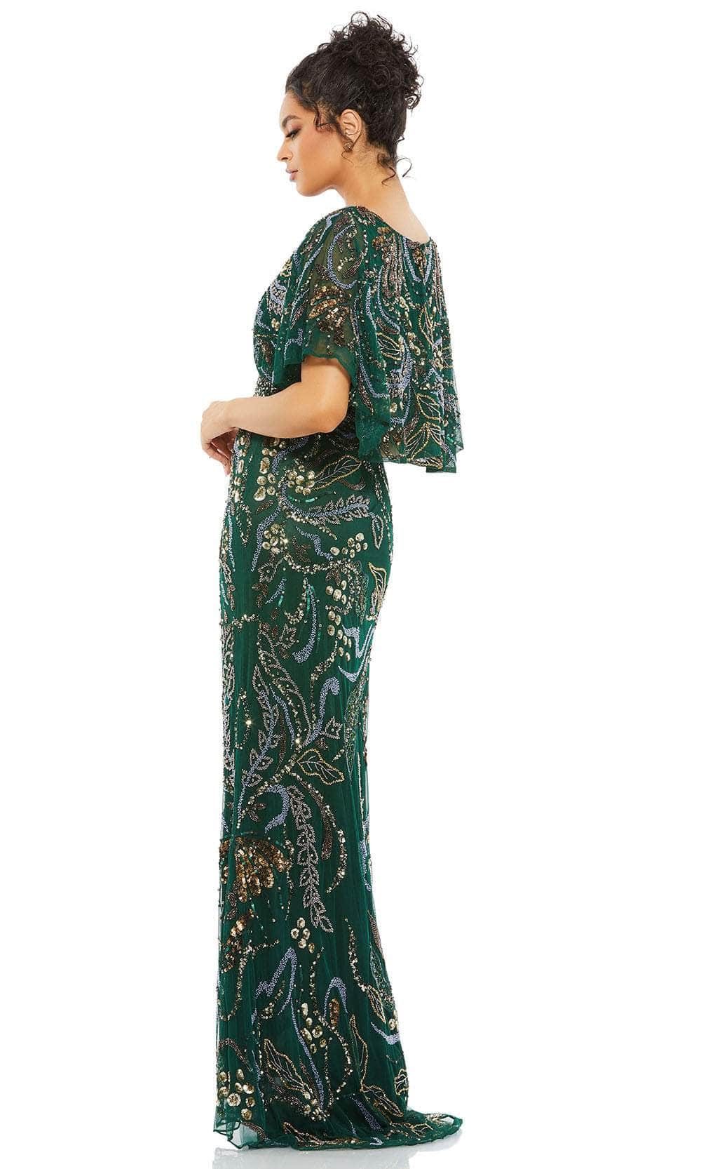 Cape Sleeve V-Neck Evening Dress