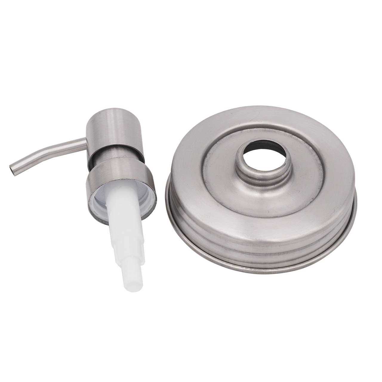 Mason Jar Lifestyle Satin/Brushed Stainless Steel Threaded Soap Pump Lid