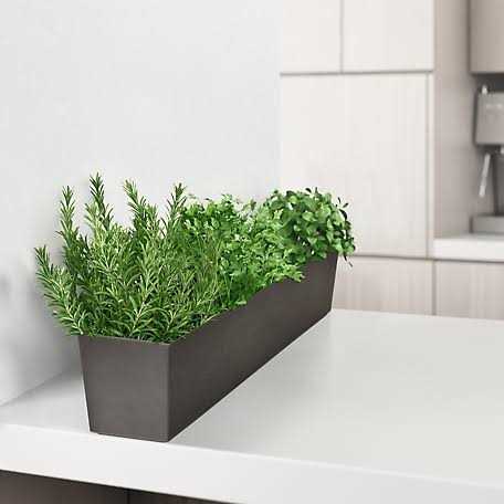 Tierra Verde Sonata 6 in. H x 24 in. W Rectangle Slate Rubber Self-Watering Table Trough Planter MT5100373