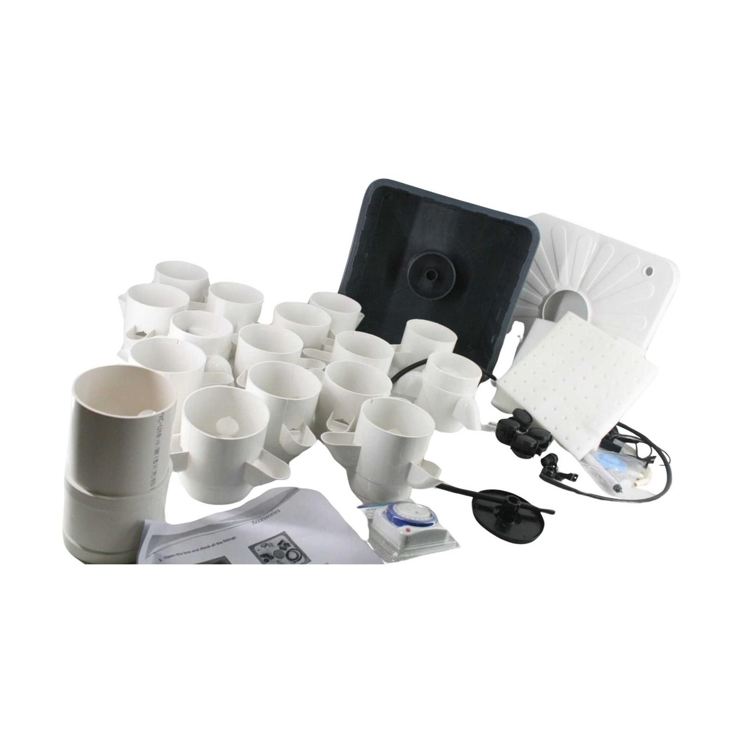 TIRUSS hydroponic Tower Growing sytem Indoor hydroponic Grow System Vertical Grow Tower 15 Layer 45 Plants Sites with Pump and Movable Water Tank