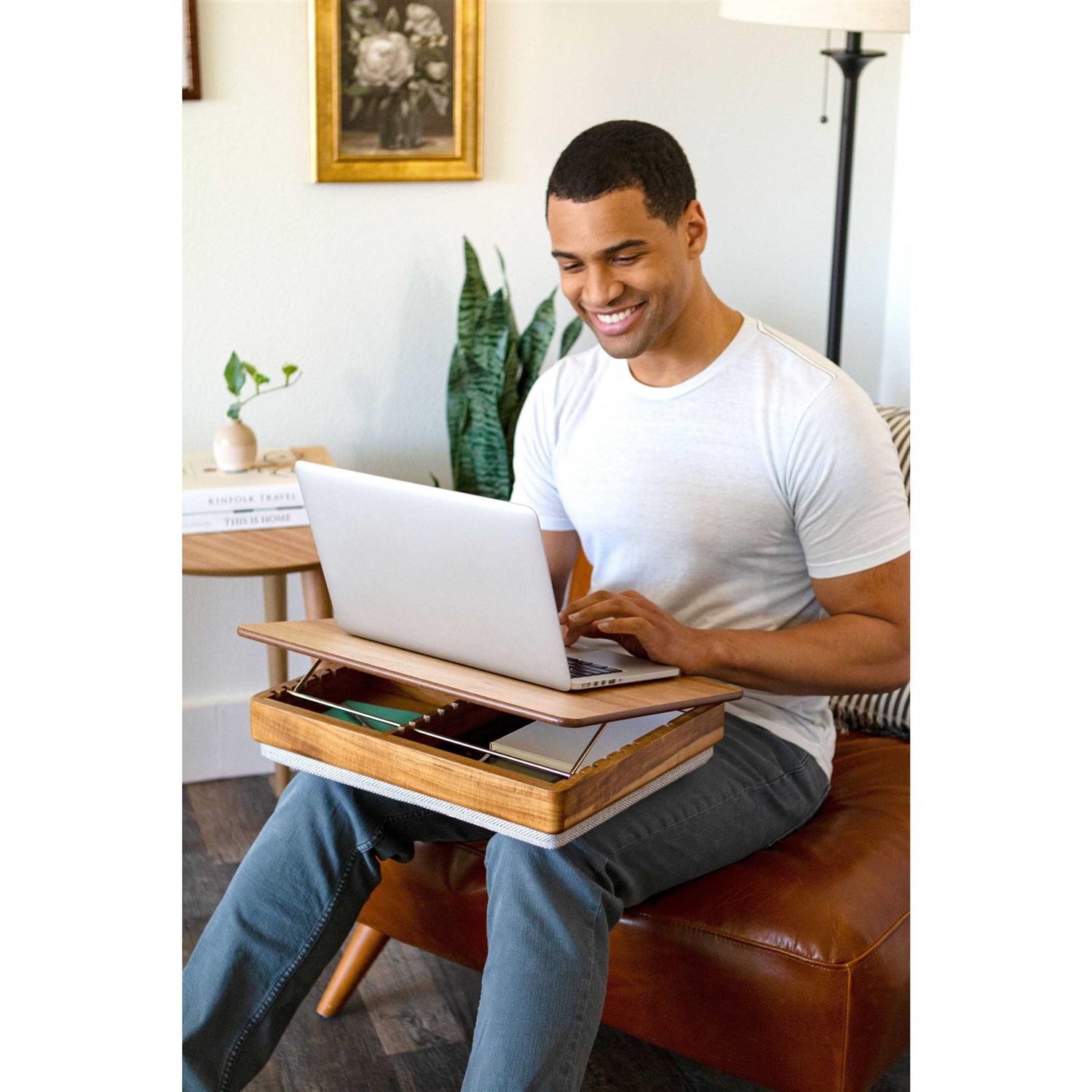 Rossie Home Acacia Wood Easel Lap Desk with Storage