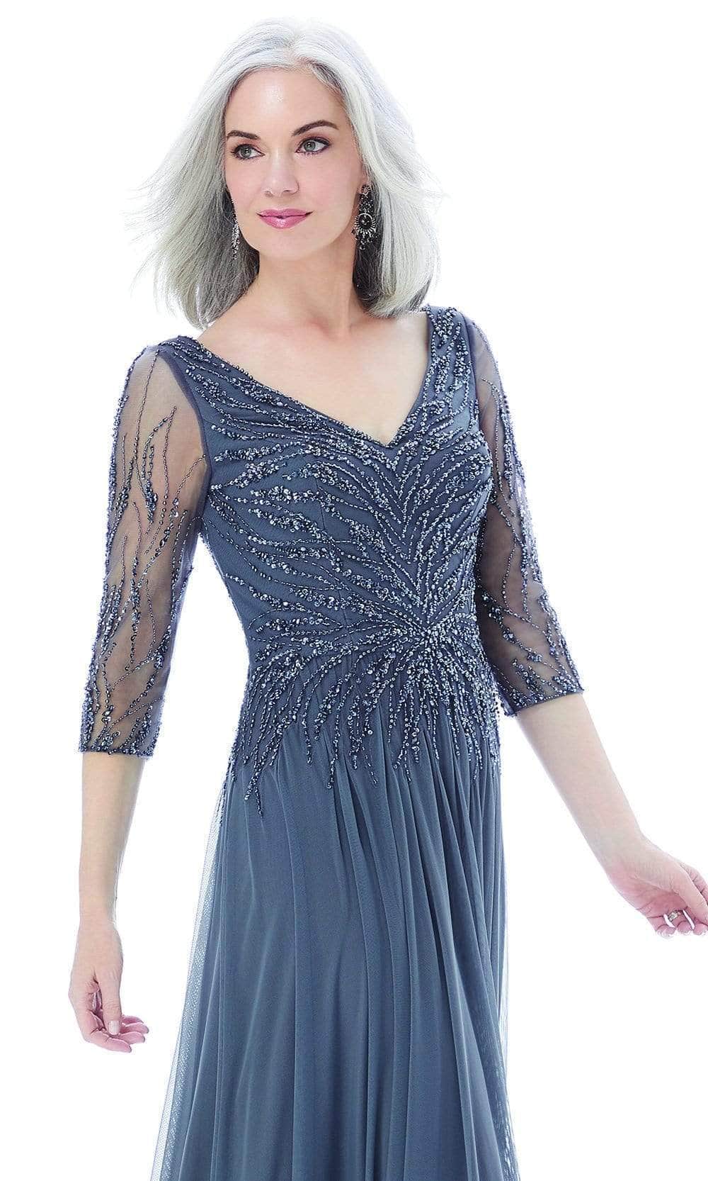 MGNY By Mori Leeu00a072202u00a0-u00a0Sheeru00a0Sleeveu00a0Beadedu00a0Gown