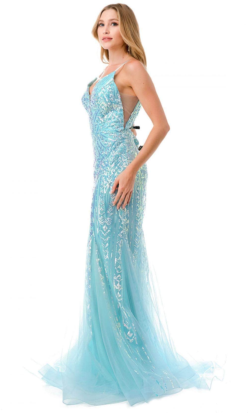 V-Neck Sleeveless Evening Gown