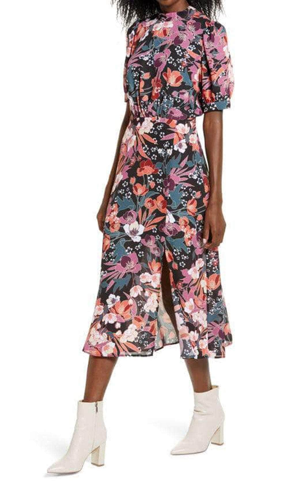 Puff Sleeve Midi Dress