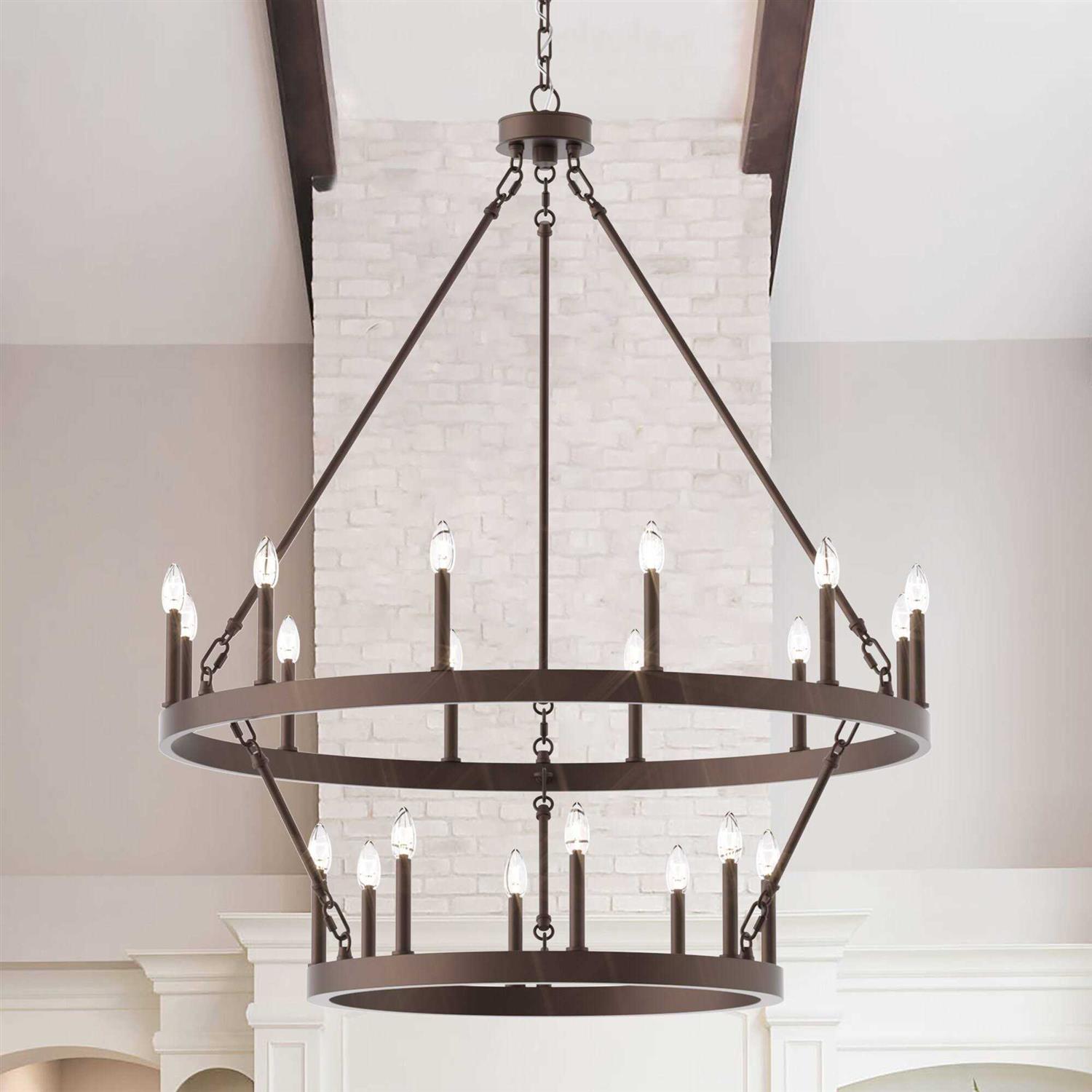 Acroma 20-light Modern Farmhouse 40In Round Wagon Wheel Chandelier