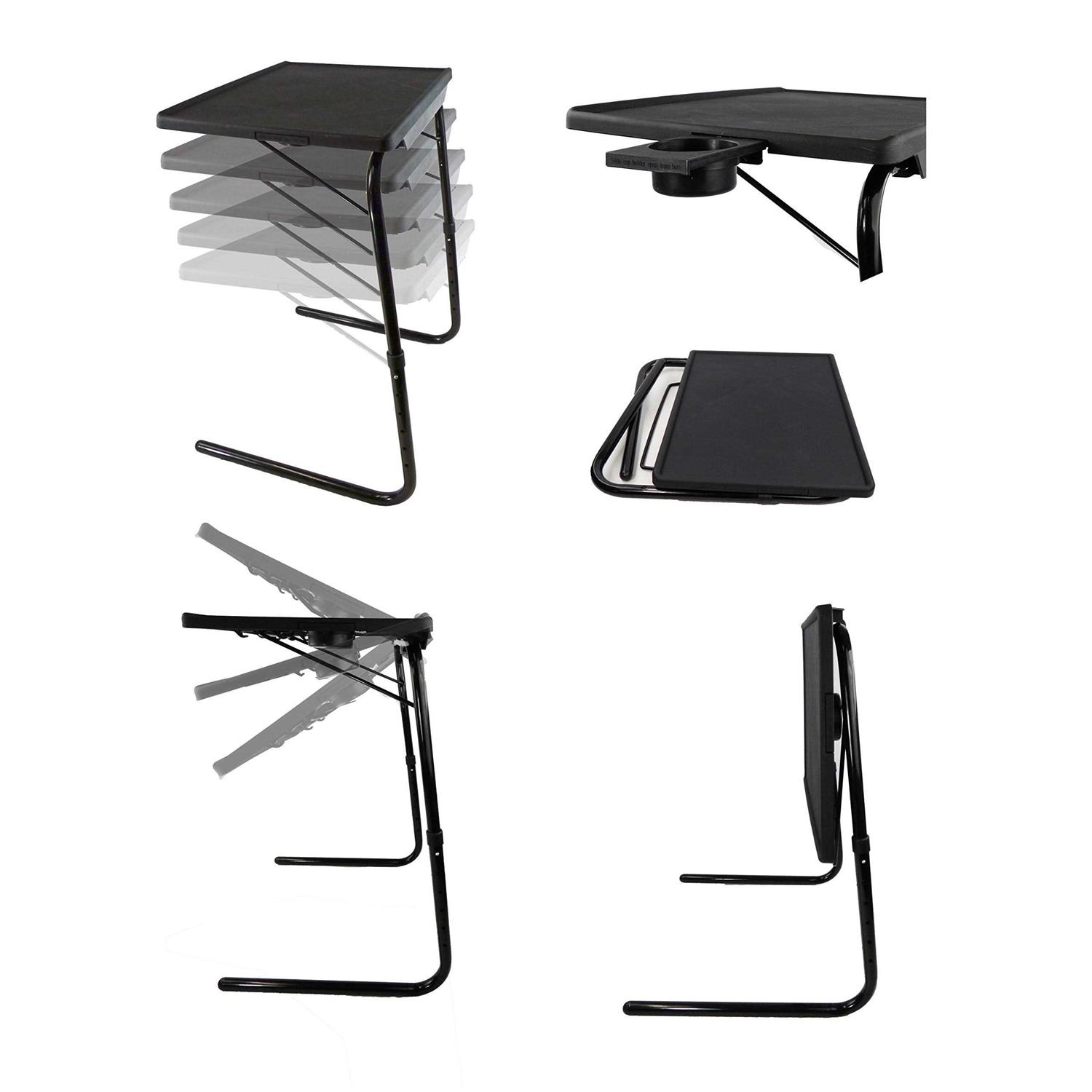 Portable Foldable TV Tray Table Deluxe Laptop Eating Drawing Tray Table Stand with Adjustable Tray with Sliding Adjustable Cup Holder