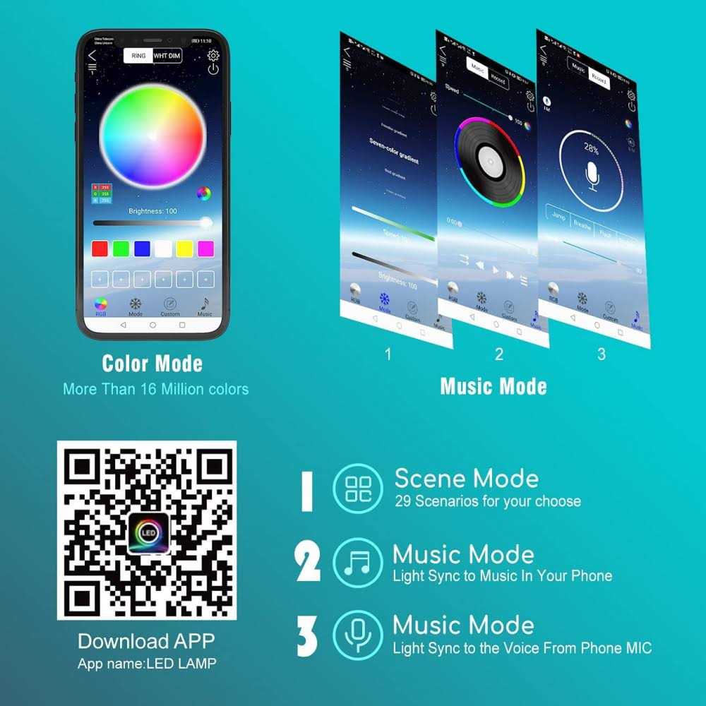 YiLaie RGB LED Rock Lights 60 LEDs High Brightness Multifunction Neon underglow Kit Waterproof Light with App/rf Control Multicolor Lights for ATV