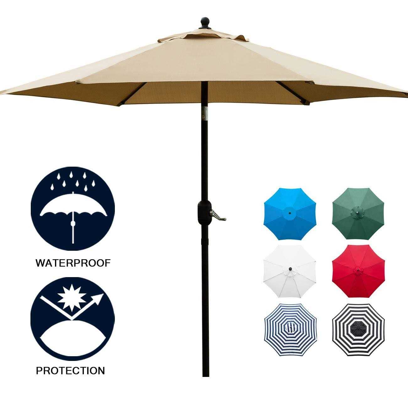 Sunnyglade Patio Umbrella Outdoor Table Umbrella with 8 Sturdy Ribs
