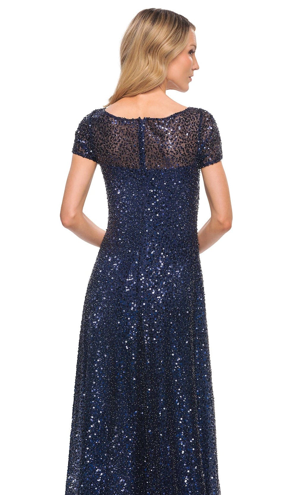 Glimmering Short Sleeve Beaded Gown