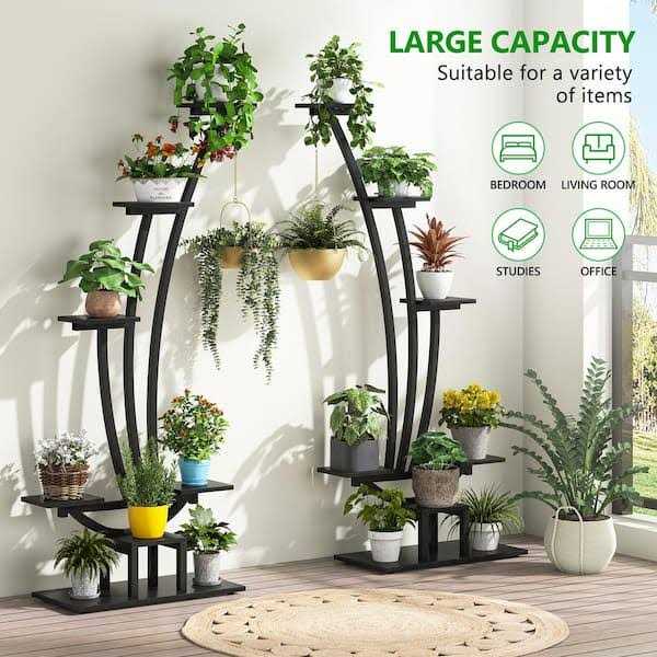 BYBLIGHT Wellston 59.8 5-Tier Indoor Plant Stand Flower Rack with 2-Hooks