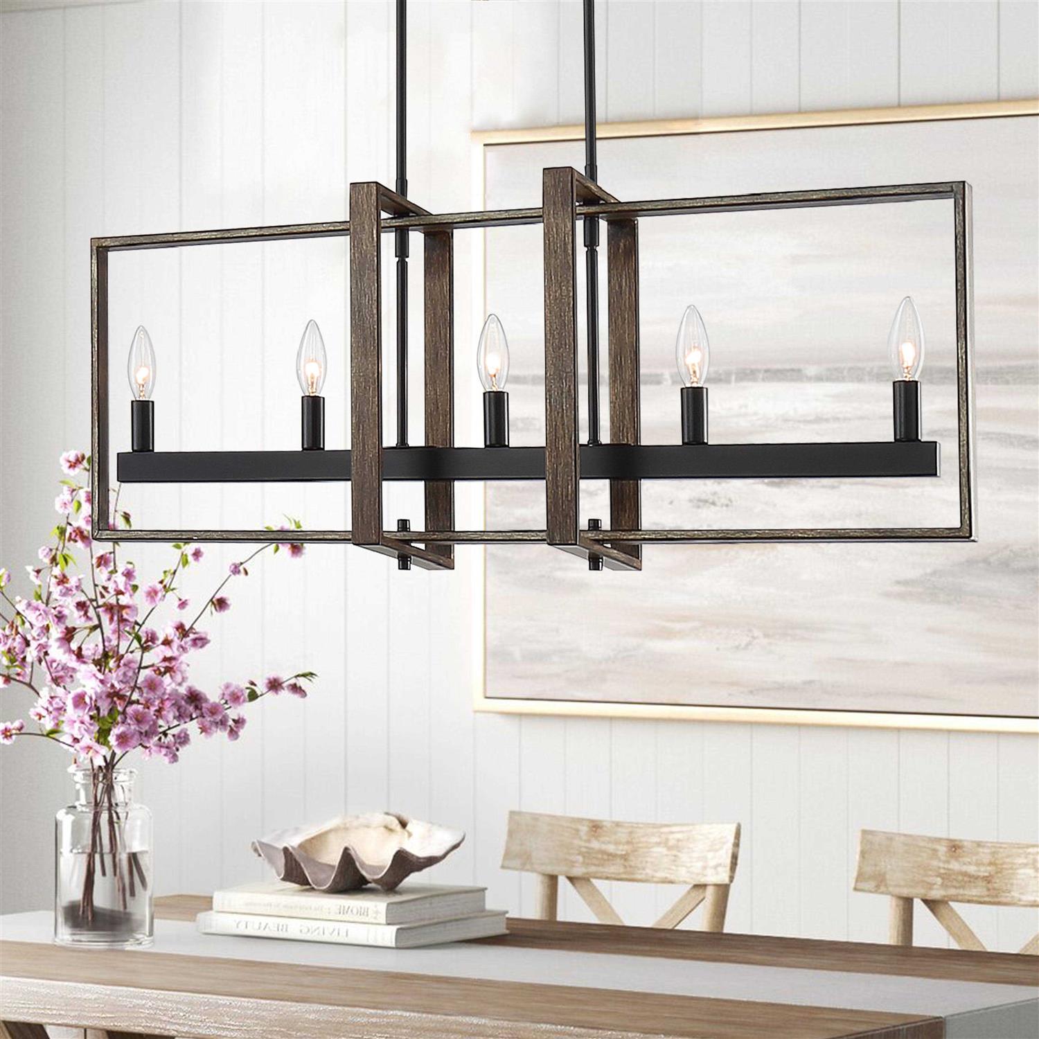 Vanity Art 5-Light Kitchen Island Linear Pendant