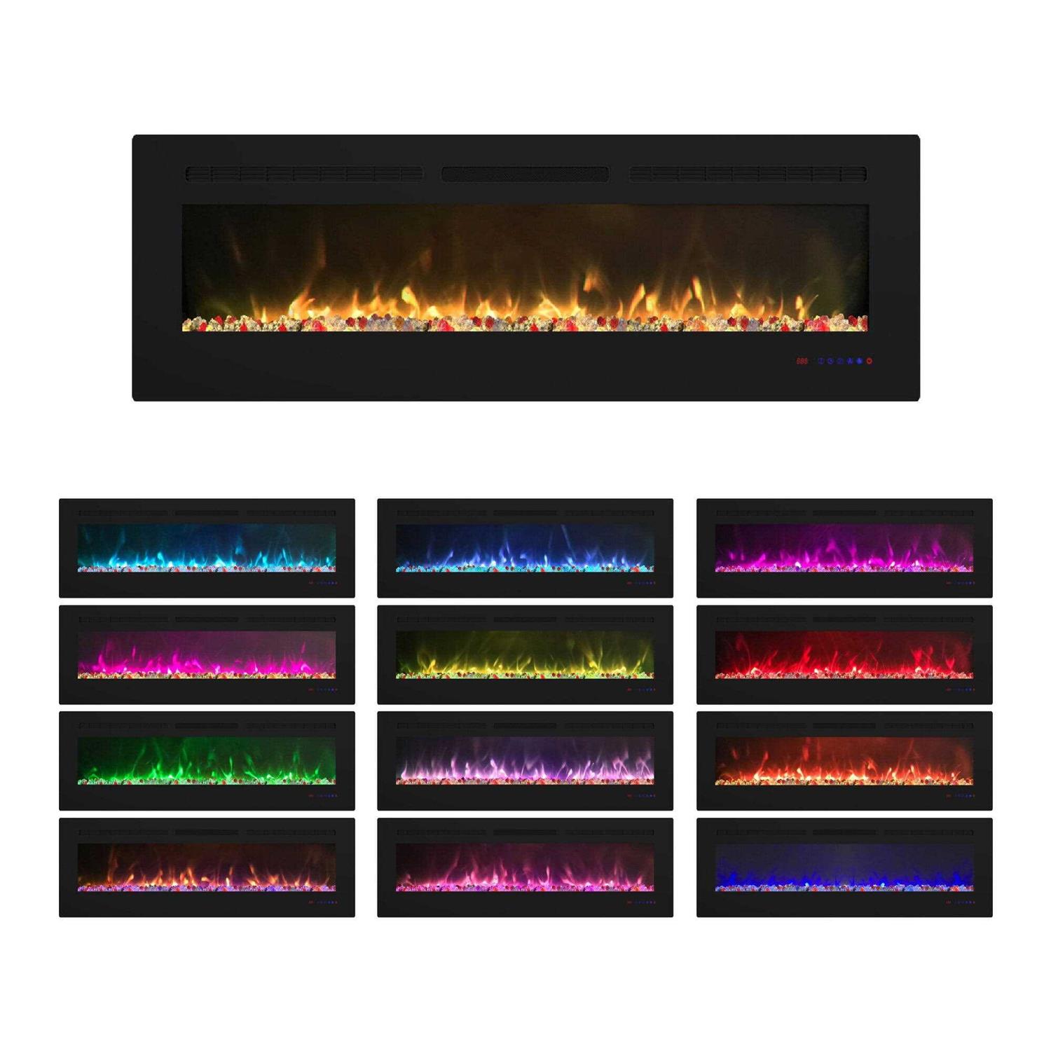 Clihome 60&” Built-in and Wall-Mounted Electric Fireplace