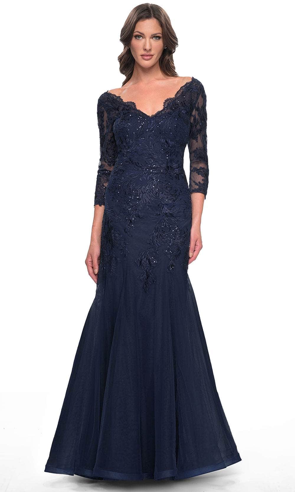 Quarter Sleeve Sequin Lace Formal Dress
