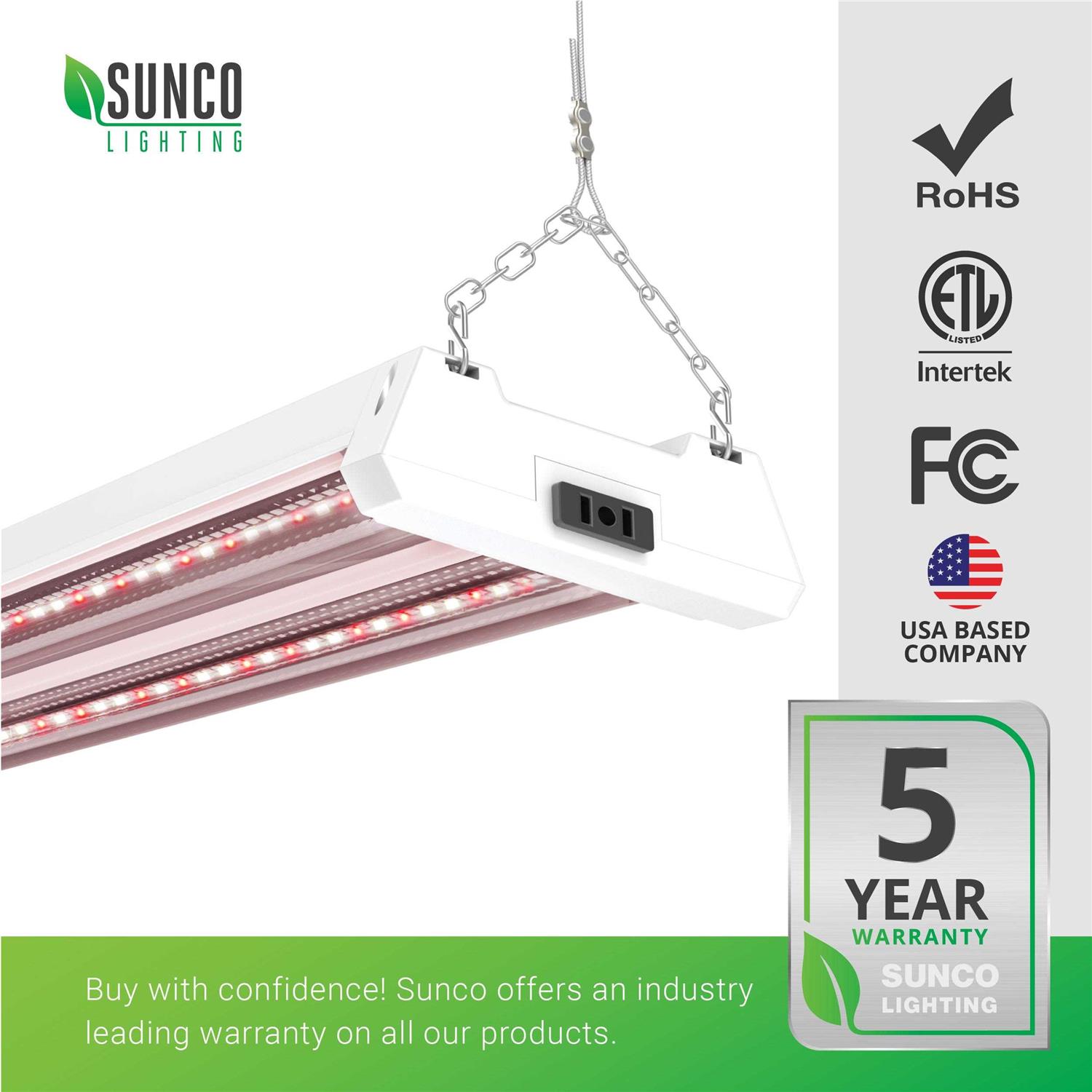 Sunco Lighting Sunco 4FT LED Grow Light for Indoor Plants 40W Full Spectrum