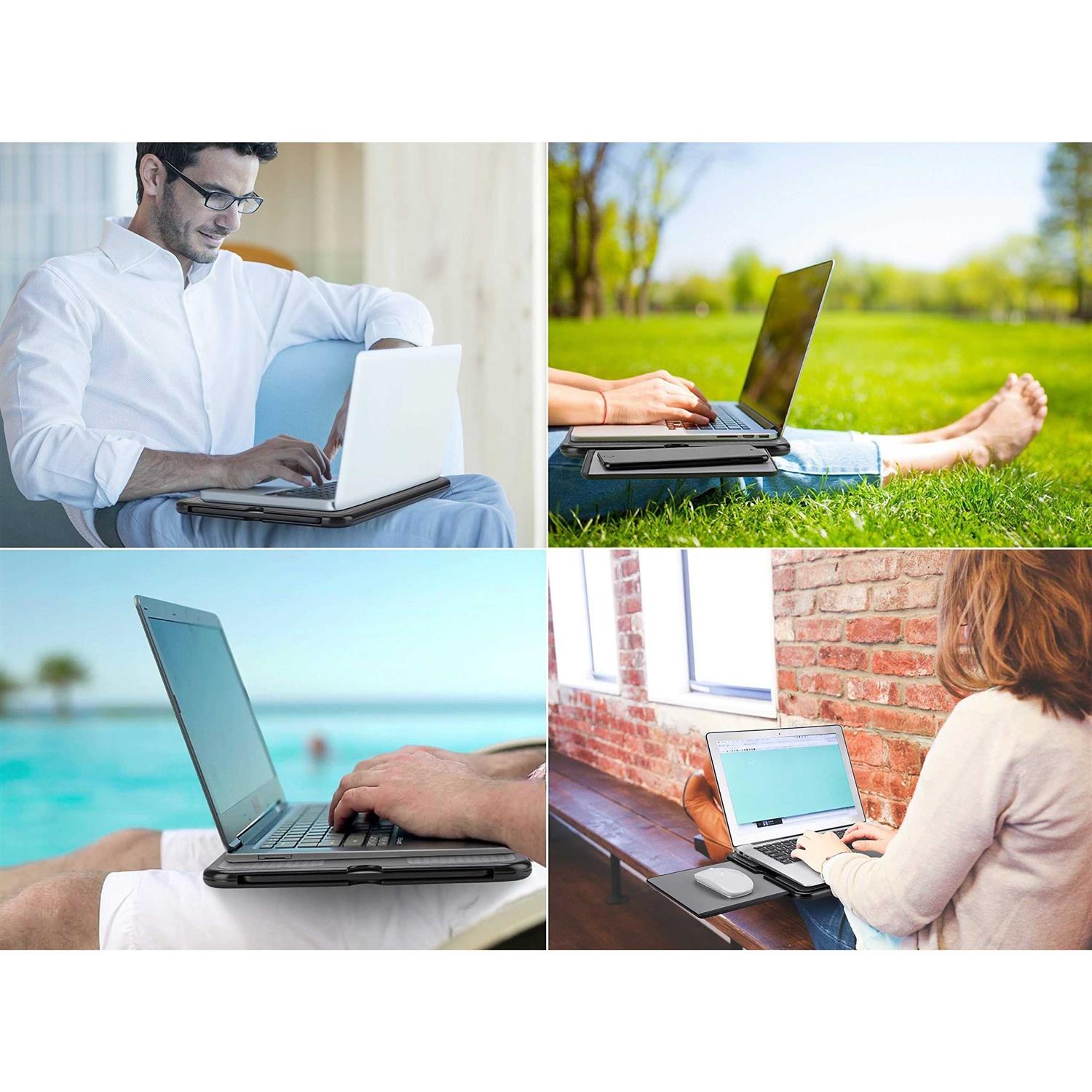 AboveTEK Portable Laptop Lap Desk w/Retractable Left/Right Mouse Pad Tray