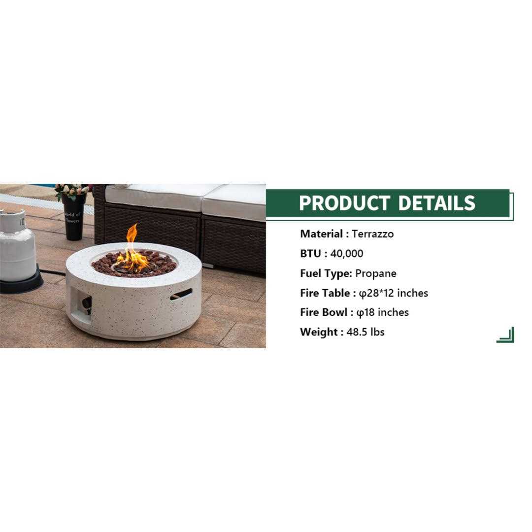 Latitude Run® 12&” H x 28&” W Magnesium Oxide Propane Outdoor Fire Pit Table
