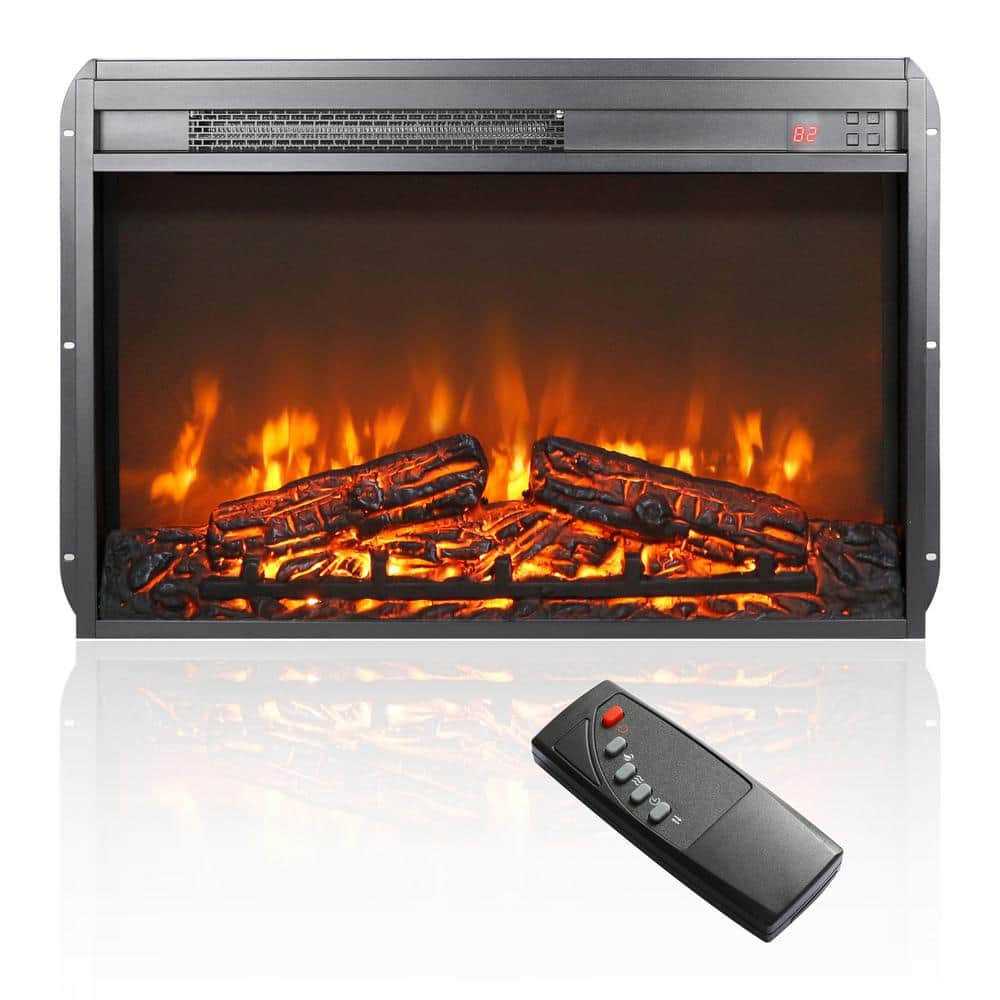 Cesicia 26 in. Electric Fireplace Insert Ultra Thin Heater with Log Set Realistic Flame